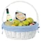 Vintiquewise White Round Willow Gift Basket, with Blue and White Gingham Liner and Handles, Large QI004550BL.L - alternate 5